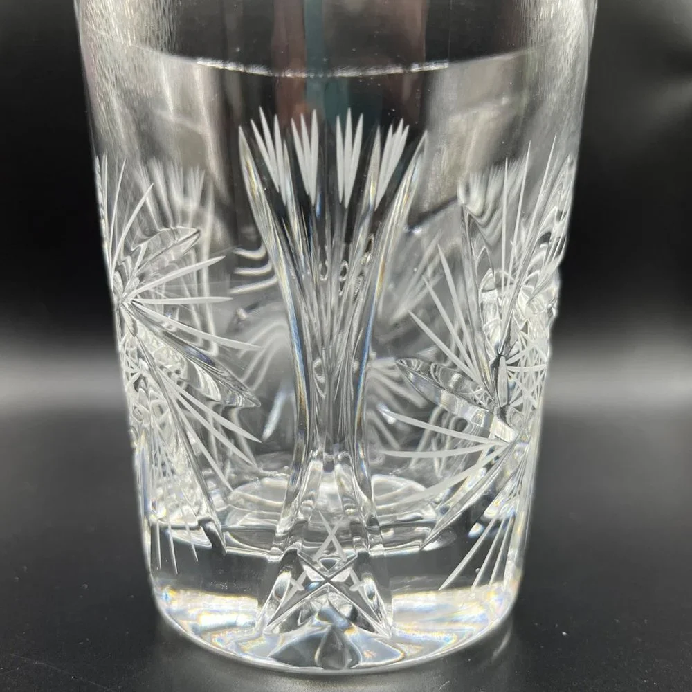 Violetta Cut Etched‎ Crystal Star Pinwheel Whirling Tumbler Cocktail Glass